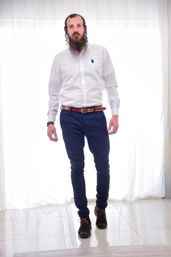 ⁦חולצה מכופתרת לבנה האש שלי – רקמה לבנה⁩ – תמונה ⁦2⁩